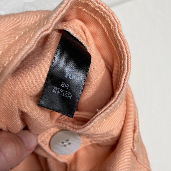 Tu Women’s 8R Denim Wide Leg Crop Pant Frayed Hem Pastel Orange Sherbert Spring - Picture 9 of 10